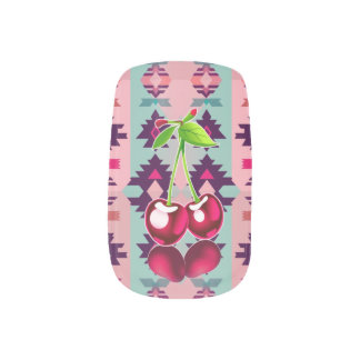 Cherries with Native Tribal Patterns 1 Minx Nail Art
