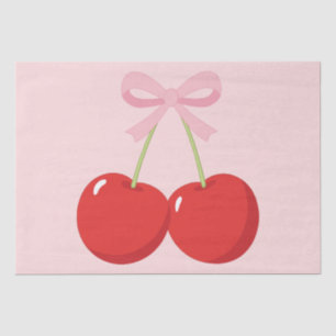 Cherries with Pink Bow Coquette  Tissue Paper