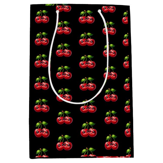 Cherries with smiley faces medium gift bag (Front)