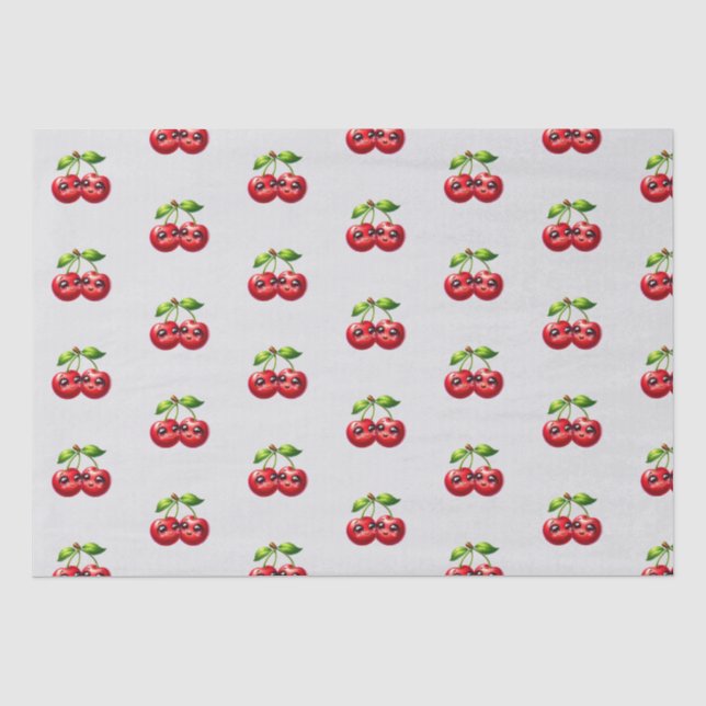 Cherries with smiley faces tissue paper (Front)