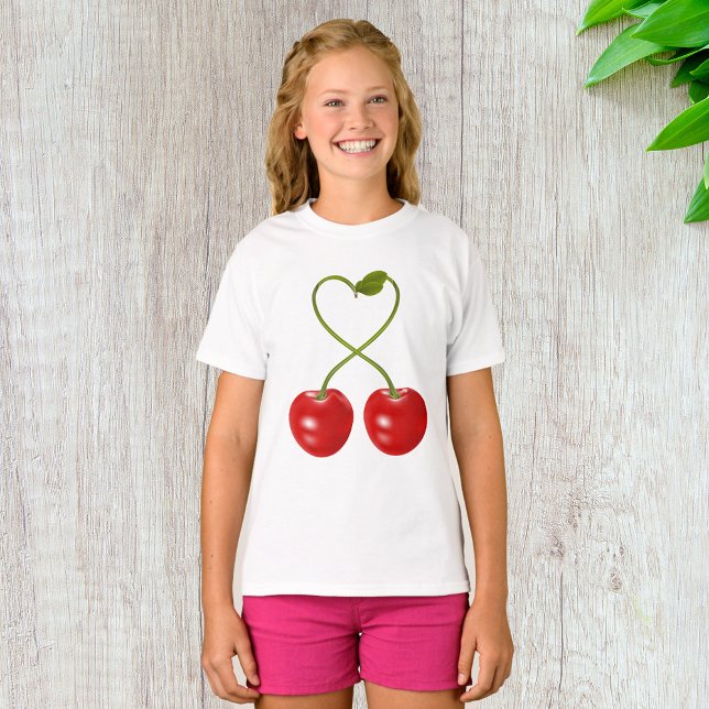 Cherries With Stems Girls T-Shirt (Creator Uploaded)