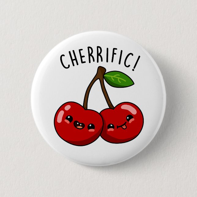 Cherrific Funny Red Cherry Pun  Button (Front)