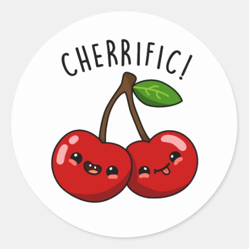 Cherrific Funny Red Cherry Pun  Classic Round Sticker