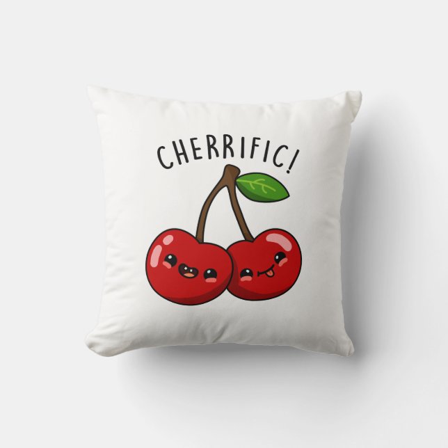 Cherrific Funny Red Cherry Pun  Throw Pillow (Front)