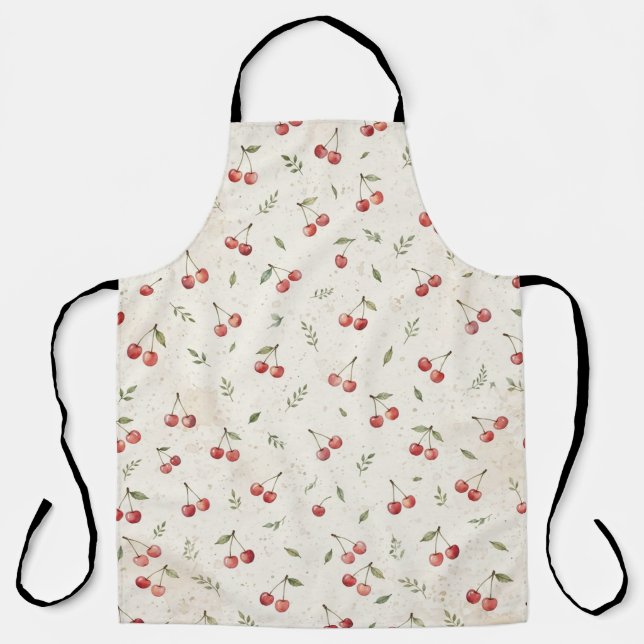 Cherrries Pattern Vintage Botanical Apron (Front)