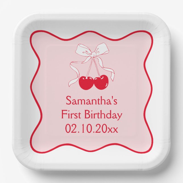 Cherrry Birthday Party Paper Plates (Front)