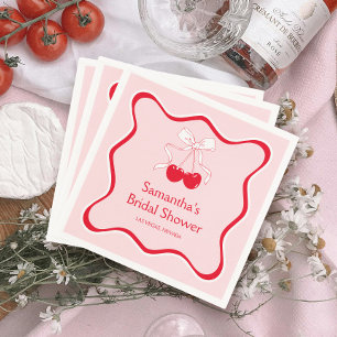 Cherrry On Top Bow Bridal Shower Napkins