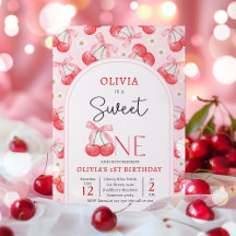 Cherry 1st Birthday Party Coquette Cherry Birthday