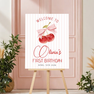 Cherry 1st Birthday Welcome Sign