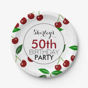 Cherry 50th Birthday Party Paper Plates