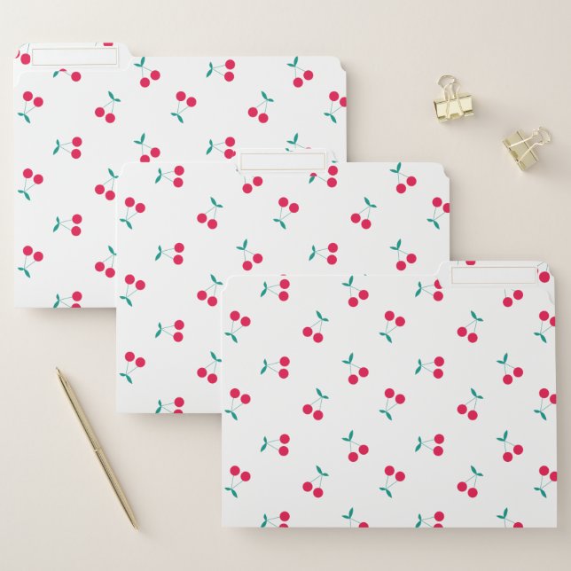 Cherry Aesthetic Cherries Pattern White  File Folder (Set)