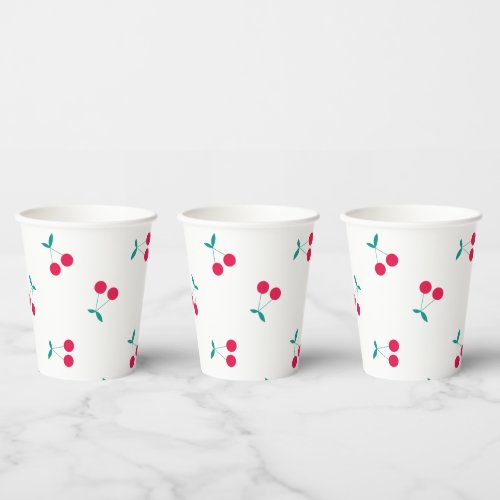 Cherry Aesthetic Cherries Pattern White   Paper Cups