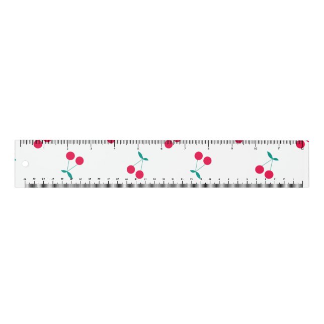 Cherry Aesthetic Cherries Pattern White  Ruler (Front)
