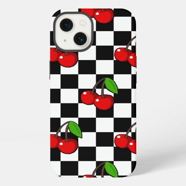 Cherry and Check Iphone Case (Back)