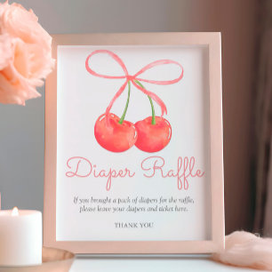 Cherry and Pink Ribbon Diaper Raffle Poster