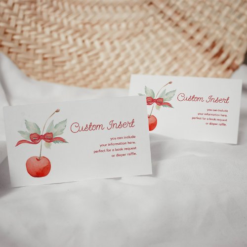 Cherry and Red Bow Baby Shower  Enclosure Card