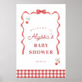 Cherry and Red Ribbon Baby Shower Welcome Poster | Zazzle