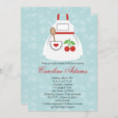Cherry Apron Bridal Shower Invitation Red and Blue (Front/Back)