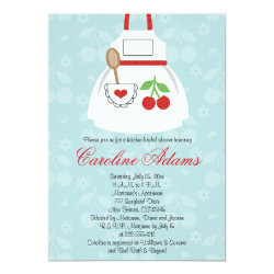 Cherry Apron Bridal Shower Invitation Red and Blue