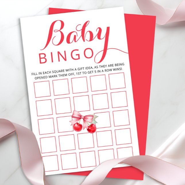 Cherry Baby Bingo Game Card | Baby Shower Activity (Baby Bingo Baby Shower Game)