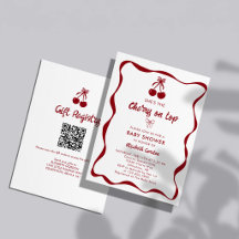 Cherry Baby Shower 2-sided QR Code Registry Sweet