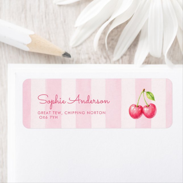 Cherry Baby Shower Address Label (Insitu)