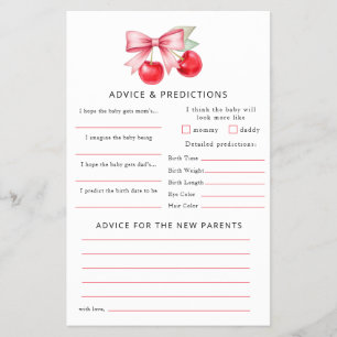 Cherry Baby Shower Advice & Predictions Card Flyer