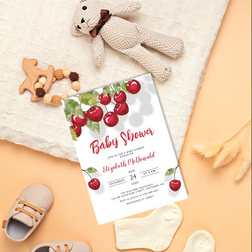 Cherry Baby Shower  Berry Sweet Baby Greenery Invitation