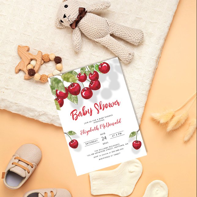 Cherry Baby Shower | Berry Sweet Baby Greenery Invitation (Creator Uploaded)