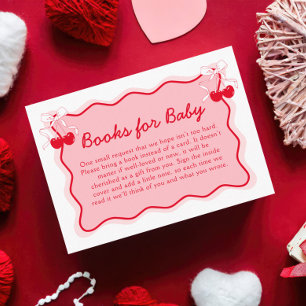 Cherry Baby Shower Book Request Enclosure Card