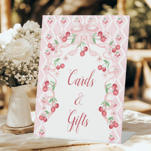 Cherry Baby Shower Cards & Gifts Pedestal Sign