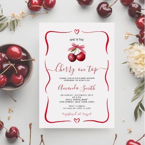 Cherry Baby Shower Cherry On Top Invitation