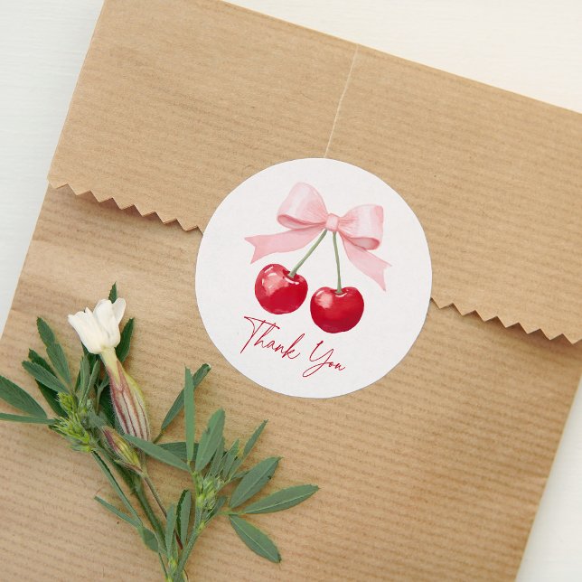 Cherry Baby Shower Classic Round Sticker (Creator Uploaded)