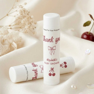 Cherry Baby Shower Coquette Favor Personalized Lip Balm