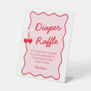 Cherry Baby Shower Diaper Raffle Pedestal Sign