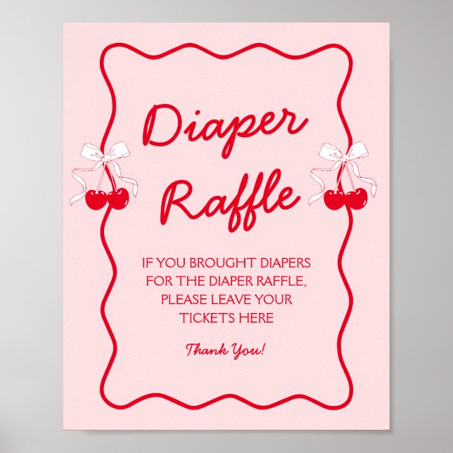 Cherry Baby Shower Diaper Raffle Poster (Front)