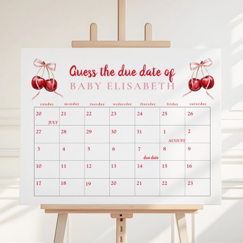 Cherry Baby Shower Due Date Guess Game Foam Board