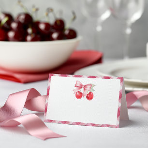 Cherry Baby Shower Folded Place Card