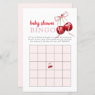 Cherry Baby Shower Gift Bingo Activity Game