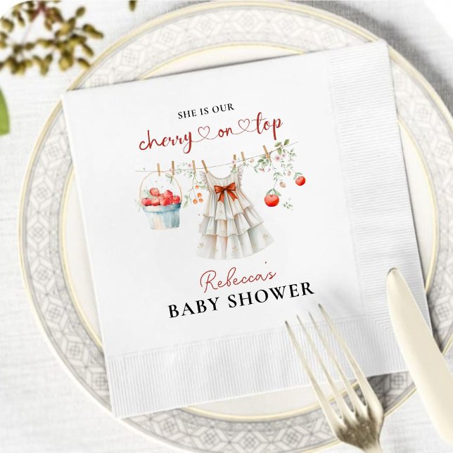 Cherry Baby Shower Napkins – Elegant Watercolor  (Creator Uploaded)