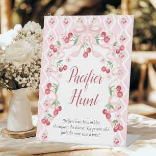 Cherry Baby Shower Pacifier Hunt Pedestal Sign
