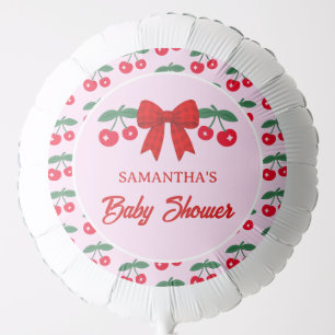 Cherry Baby Shower Red Gingham Bow Balloon
