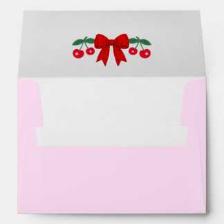 Cherry Baby Shower Red Gingham Bow Envelope
