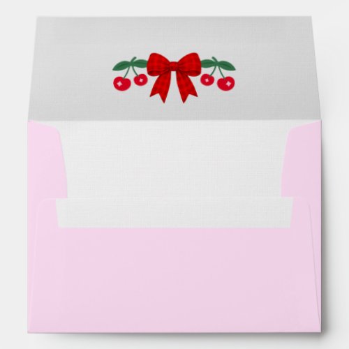 Cherry Baby Shower Red Gingham Bow Envelope
