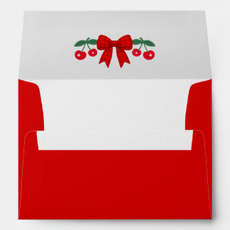 Cherry Baby Shower Red Gingham Bow Envelope