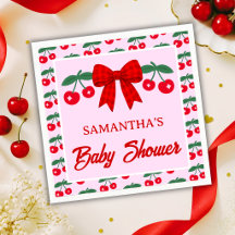 Cherry Baby Shower Red Gingham Bow