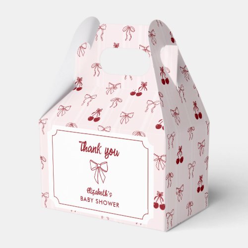 Cherry Baby Shower Thank you Bows Coquette Favor Boxes