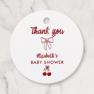 Cherry Baby Shower Thank you Bows Coquette Favor Tags
