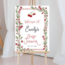 Cherry Baby Shower Welcome Sign