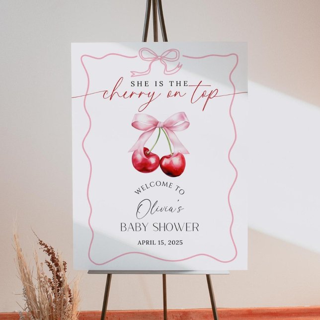 Cherry Baby Shower Welcome Sign, Cherry on top  Foam Board (Creator Uploaded)